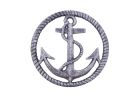 Rustic Silver Cast Iron Anchor and Rope Nautical Kitchen Trivet 7""