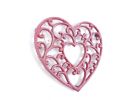 Rustic Red Whitewashed Cast Iron Decorative Heart Kitchen Trivet 8""