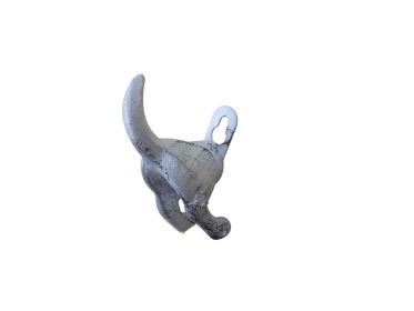 Rustic Whitewashed Cast Iron Wall Mounted Decorative Dog Tail Hook 3""