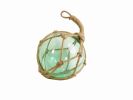 Seafoam Green Japanese Glass Ball Fishing Float With Brown Netting Decoration 12""