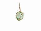 Seafoam Green Japanese Glass Ball Fishing Float With Brown Netting Decoration 3""