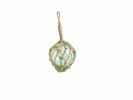 Seafoam Green Japanese Glass Ball Fishing Float With Brown Netting Decoration 3""