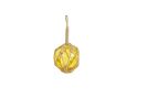 Yellow Japanese Glass Ball Fishing Float With Brown Netting Decoration 3""