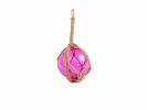 Pink Japanese Glass Ball Fishing Float With Brown Netting Decoration 6""