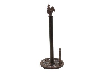 Rustic Copper Cast Iron Rooster Paper Towel Holder 15""