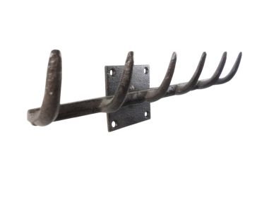 Cast Iron Garden Rake Decoraitve Metal Wall Hooks 11""