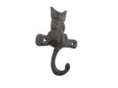 Cast Iron Cat on a Branch with Tail Decorative Metal Wall Hook 4""