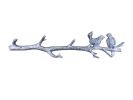 Rustic Silver Cast Iron Love Birds on a Tree Branch Decorative Metal Wall Hooks 19""