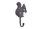 Cast Iron Squirrel with Acorn Decorative Metal Wall Hook 7""