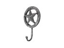 Rustic Silver Cast Iron Lone Star Decorative Metal Wall Hook 5""