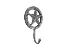 Rustic Silver Cast Iron Lone Star Decorative Metal Wall Hook 5""