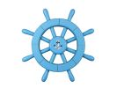 Light Blue Decorative Ship Wheel with Anchor 12""