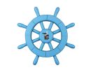 Light Blue Decorative Ship Wheel with Pelican 12""