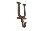 Rustic Copper Cast Iron Letter U Alphabet Wall Hook 6""