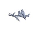 Rustic Silver Cast Iron Birds on Branch Decorative Metal Wall Hooks 8""