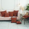 2PCS Cotton orange and black checkered pillow case, multi-size fall interior decoration, suitable for sofa, bed, autumn, Halloween