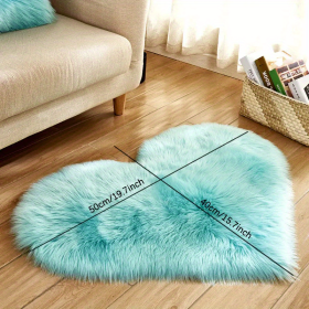 1pc Heart-Shaped Faux Sheepskin Area Rug - Soft and Plush Carpet for Home, Bedroom, Nursery, and Kid's Room - Perfect for Home Decor and Comfort (Color: Light Blue, size: 15.75*19.69inch)