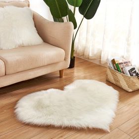 1pc, Fluffy Shaggy Area Rug, Solid Color PV Velvet Carpet, Plush Heart Shape Rug For Valentine's Day Wedding Anniversary Home Floor Decor, For Living (Color: White, size: 19.69*23.62inch)