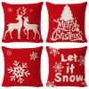 Christmas Pillow Covers, 4PCS Winter Holiday Decorations Xmas Rustic Throw Pillowcase