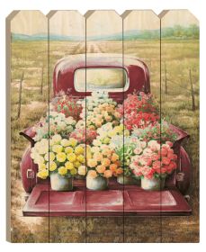 "Flowers For Sale" By Artisan Dee Dee, Printed on Wooden Picket Fence Wall Art (Color: as Pic)