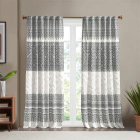 Cotton Printed Curtain Panel with Chenille detail and Lining (Color: as Pic)