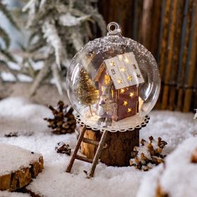 Christmas Microlandscape Glass Ball Lob Ball Christmas Tree Decorations Light Up Ball Christmas Decorative Lights LED Lights (Color: B)