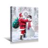 Framed Canvas Wall Art Decor Painting For Chrismas, Santa Claus Hugging Snowman Painting For Chrismas Gift, Decoration For Chrismas Eve Office Living