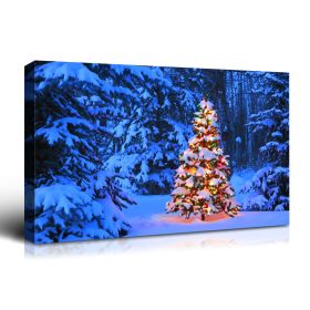 Framed Canvas Wall Art Decor Painting For Chrismas, Chrismas Tree on Seaside Chrismas Gift Painting For Chrismas Gift, Decoration For Chrismas Eve Off (Color: as Pic)