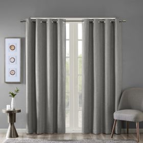 Printed Heathered Blackout Grommet Top Curtain Panel (Color: as Pic)