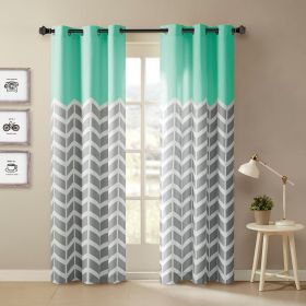 Chevron Printed Room Darkening Grommet Top Panel Pair (Color: as Pic)