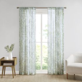 Botanical Printed Texture Sheer Window Pair (Color: as Pic)