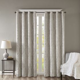 Knitted Jacquard Damask Total Blackout Grommet Top Curtain Panel (Color: as Pic)