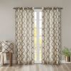 Fretwork Print Grommet Top Window Curtain Panel