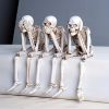 1pc Skull Statues Set, Resin Skeleton Shelf Sitters Sitting Figurines, For Home Bookshelf Table Ledge Edge Decorative, Crafts Ornaments,Halloween Don'