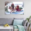 Framed Canvas Wall Art Decor Painting For Chrismas, White Horse with Sledge Chrismas Gift Painting For Chrismas Gift, Decoration For Chrismas Eve Offi