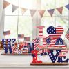 1pc 4th Of July Wooden Ornament; Independence Day I Love USA Wooden Alphabet Ornament; Holiday Decoration For Bedroom Living Room Tiered Tray Ornament