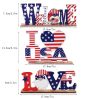 1pc 4th Of July Wooden Ornament; Independence Day I Love USA Wooden Alphabet Ornament; Holiday Decoration For Bedroom Living Room Tiered Tray Ornament