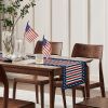 1PC Rectangle Linen Blend Striped Table Runners; Encryption Linen Home Decoration Independence Day Atmosphere Waterproof Table Runner; 72"*13"; Patrio