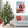 Framed Canvas Wall Art Decor Painting For Chrismas,Santa Claus Carrying Gift Bag Painting For Chrismas Gift, Decoration For Chrismas Eve Office Living