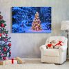 Framed Canvas Wall Art Decor Painting For Chrismas, Chrismas Tree on Seaside Chrismas Gift Painting For Chrismas Gift, Decoration For Chrismas Eve Off