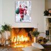 Framed Canvas Wall Art Decor Painting For Chrismas, Santa Claus Hugging Snowman Painting For Chrismas Gift, Decoration For Chrismas Eve Office Living