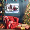 Framed Canvas Wall Art Decor Painting For Chrismas, White Horse with Sledge Chrismas Gift Painting For Chrismas Gift, Decoration For Chrismas Eve Offi