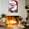 Framed Canvas Wall Art Decor Painting For Chrismas,Santa Claus Sitting Next to Fireplace Painting For Chrismas Gift, Decoration For Chrismas Eve Offic