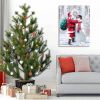 Framed Canvas Wall Art Decor Painting For Chrismas, Santa Claus Hugging Snowman Painting For Chrismas Gift, Decoration For Chrismas Eve Office Living