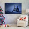 Framed Canvas Wall Art Decor Painting For Chrismas, Lighted Pine Tree at Night Chrismas Gift Painting For Chrismas Gift, Decoration For Chrismas Eve O