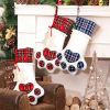 Christmas Gift Bags Pet Dog Cat Paw Stocking Socks Plaid Xmas Tree Ornaments