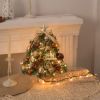 Tabletop Christmas Tree Small Mini Christmas Tree for Table Top;  Artificial Snow Flocked with Xmas Ornaments;  Gold Christmas Decorations for Home Of