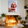 Framed Canvas Wall Art Decor Painting For Chrismas,Santa Claus Carrying Gift Bag Painting For Chrismas Gift, Decoration For Chrismas Eve Office Living